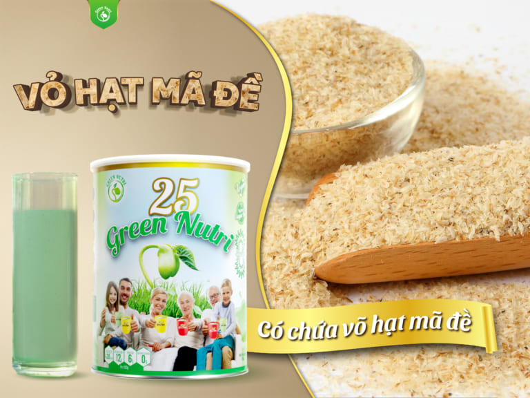 Vỏ hạt mã đề có trong thành phần của sữa hạt ngũ cốc 25 Green Nutri.