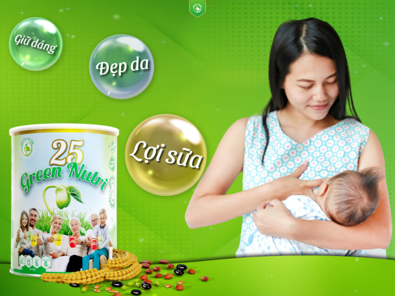 Bột ngũ cốc dinh dưỡng 25 Green Nutri thức uống dinh dưỡng lợi sữa cho mẹ sức khỏe cho con.